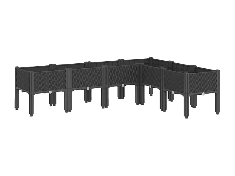 Fioriera rialzata per aiuola fioriera per terrazza giardino con piedini 160 x 120 x 42 cm PP nero 02_0038156