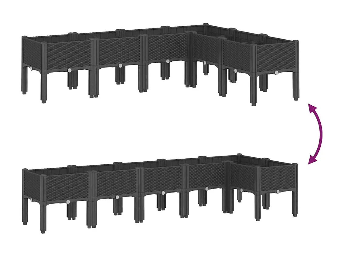 Jardinière bac lit surélevé noire 160 x 120 x 42 cm 02_0038156