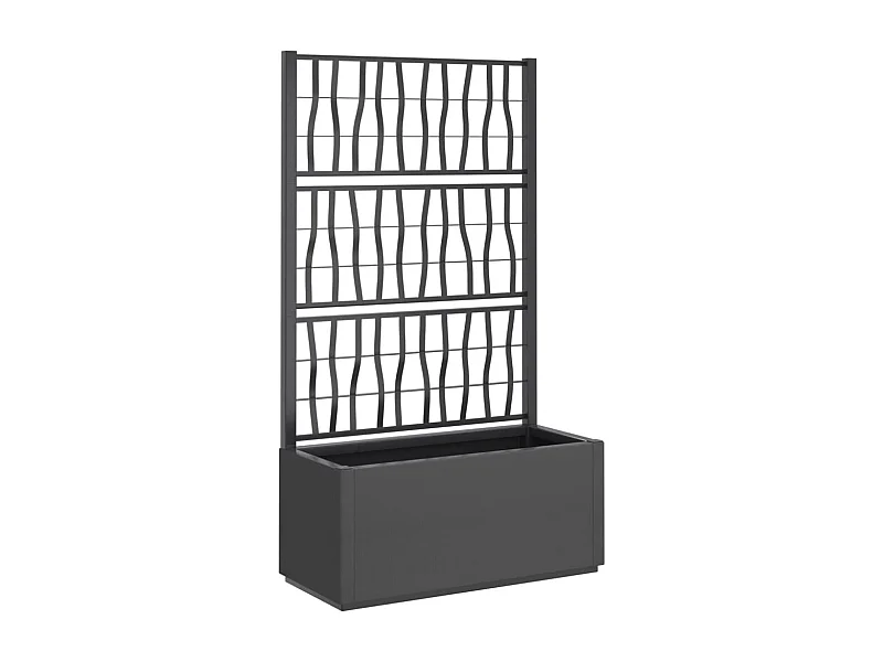 Vassoio per fioriera aiuola rialzata piante fiori terrazza giardino con traliccio scuro 80 x 36 x 140 cm PP grigio 02_0038379