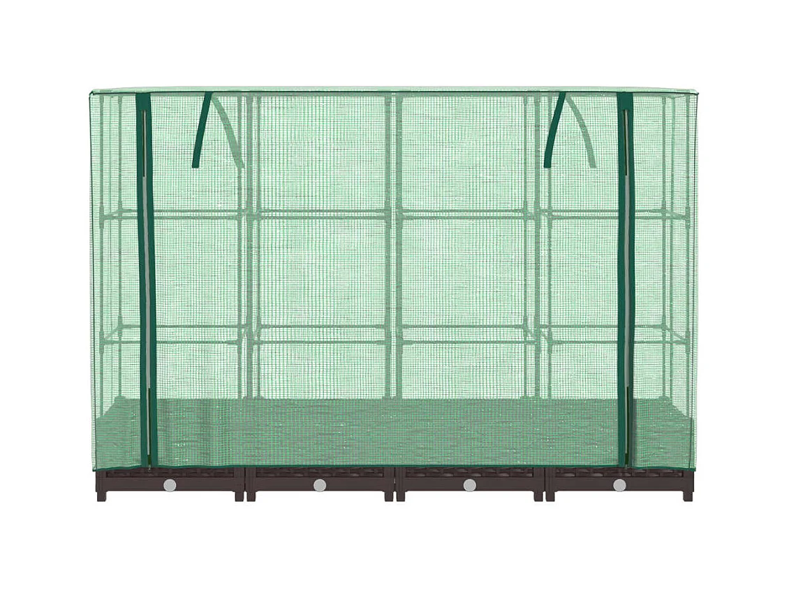 Floreira para canteiros elevados canteiros para flores terraços elevados com cobertura em rattan 160 x 40 x 123 cm Marrom 02_0038751