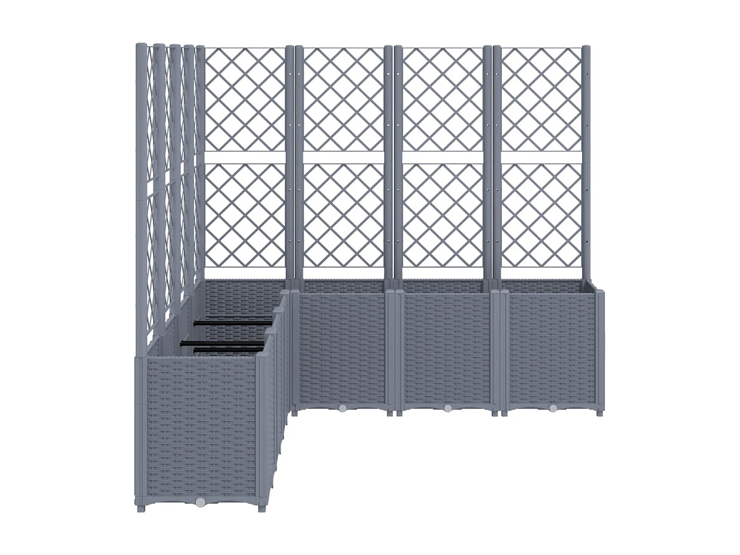 Fioriera rialzata per aiuola fioriera per terrazza giardino con traliccio 160 x 160 x 140 cm PP grigio 02_0038259