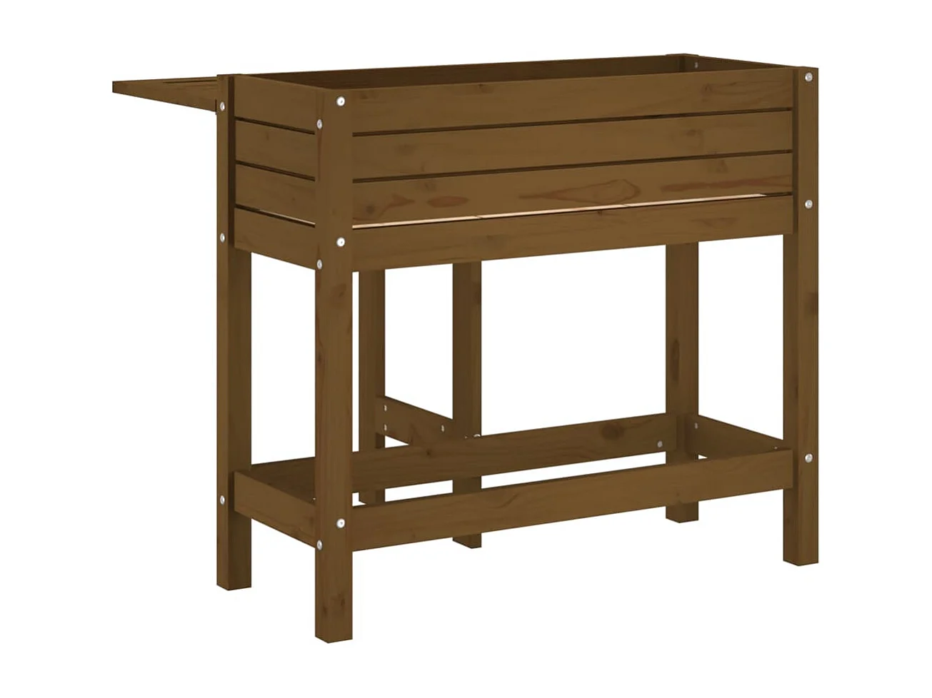 Macetero bancal elevado plantas flores terraza jardín jardín con tapa plegable marrón pino macizo marrón 02_0038584