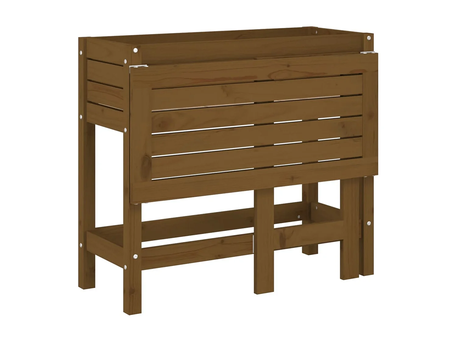 Macetero bancal elevado plantas flores terraza jardín jardín con tapa plegable marrón pino macizo marrón 02_0038584