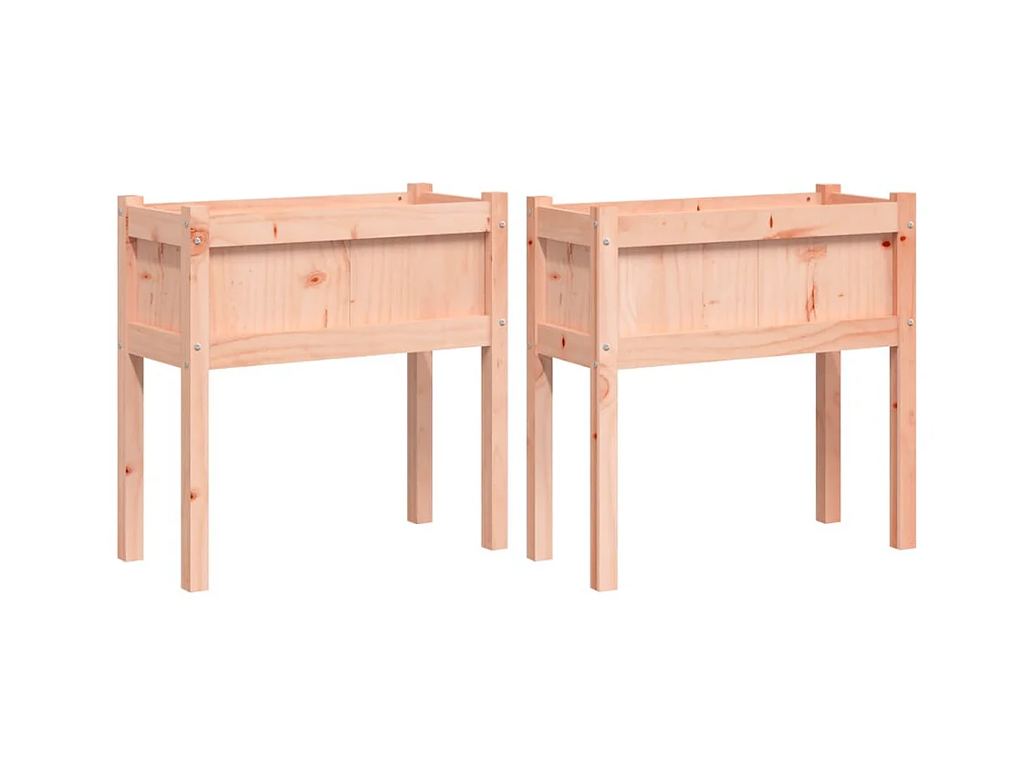 Vassoio per fioriera aiuola rialzata piante fiori terrazze da giardino set di 2 con piedini in legno massello Douglas marrone 02_0039021