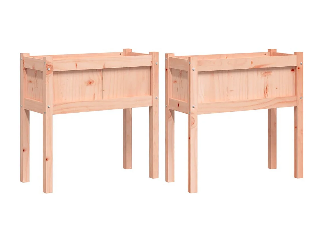 Vassoio per fioriera aiuola rialzata piante fiori terrazze da giardino set di 2 con piedini in legno massello Douglas marrone 02_0039021