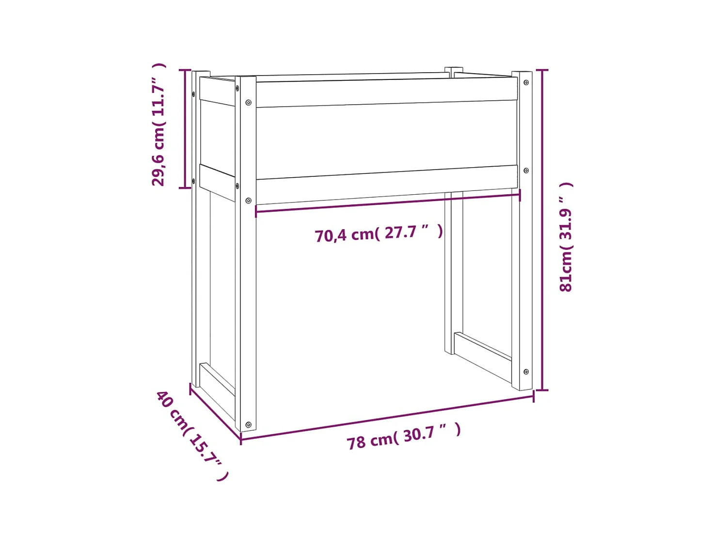 Jardinière bac lit surélevé bois blanche 78 x 40 x 81 cm 02_0037859
