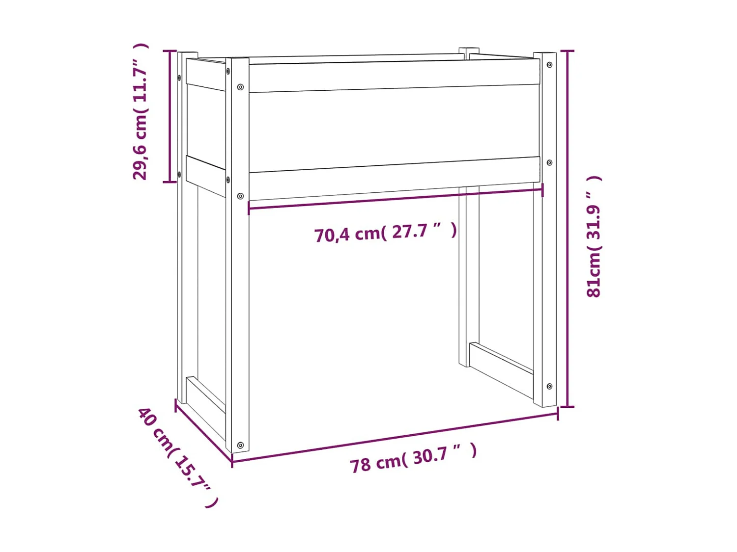 Jardinière bac lit surélevé bois blanche 78 x 40 x 81 cm 02_0037859