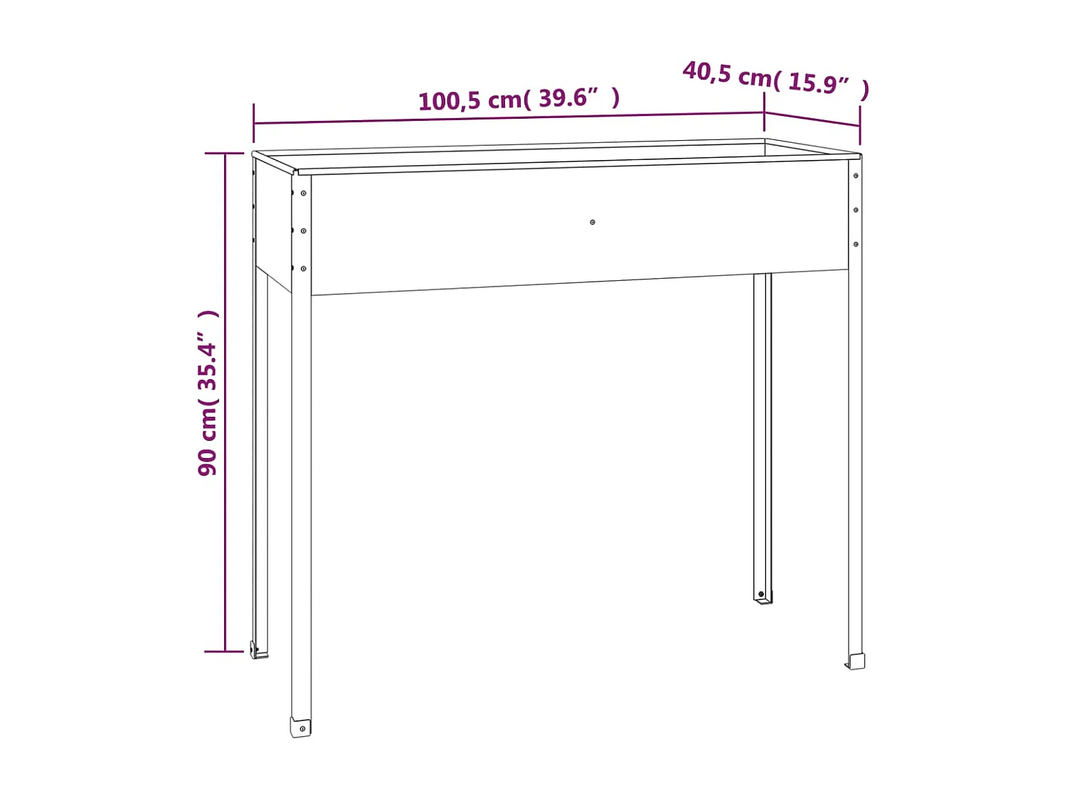 Vaso per fioriera aiuola rialzata piante fiori terrazza giardino 100,5 x 40,5 x 90 cm acciaio zincato antracite 02_0037290