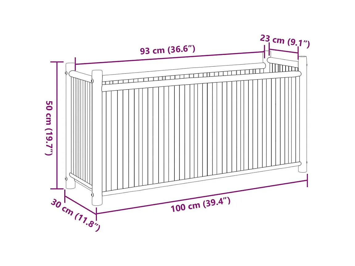 Jardinière bac lit surélevé bambou marron 100 x 30 x 50 cm 02_0037266