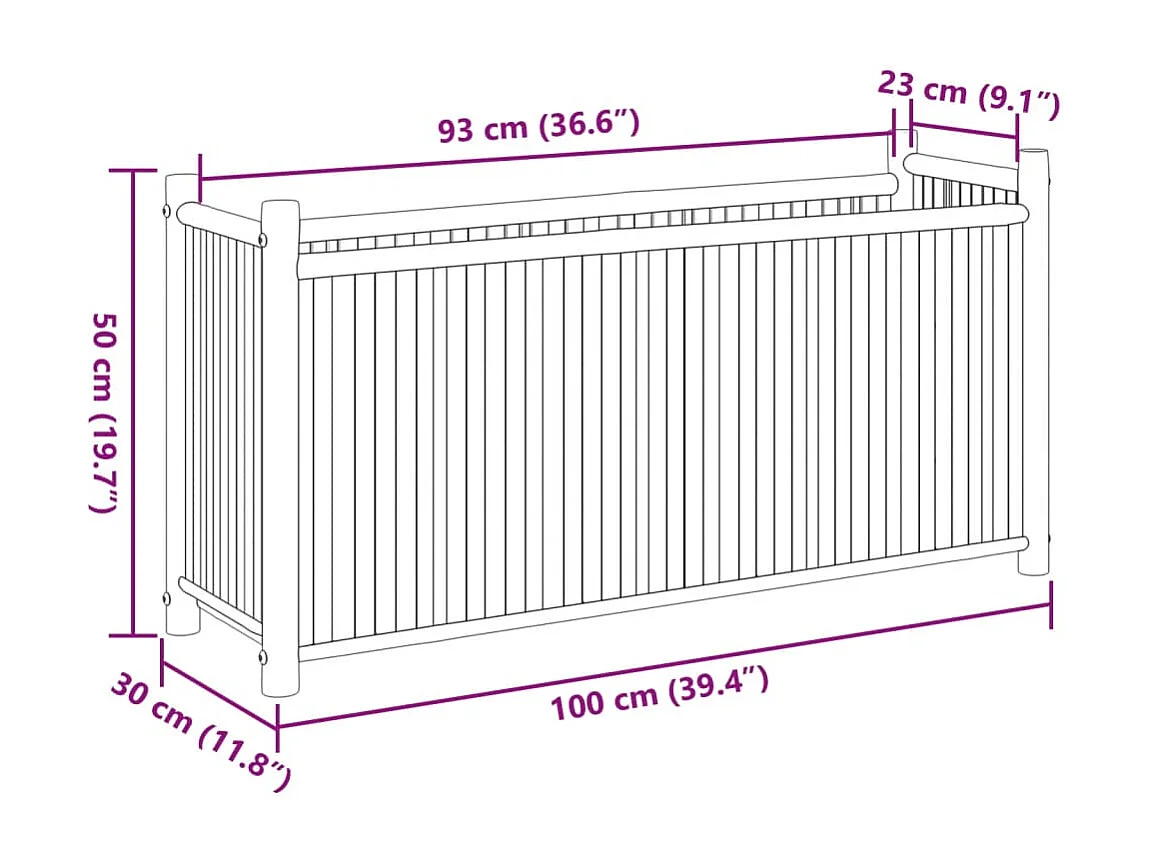 Jardinière bac lit surélevé bambou marron 100 x 30 x 50 cm 02_0037266