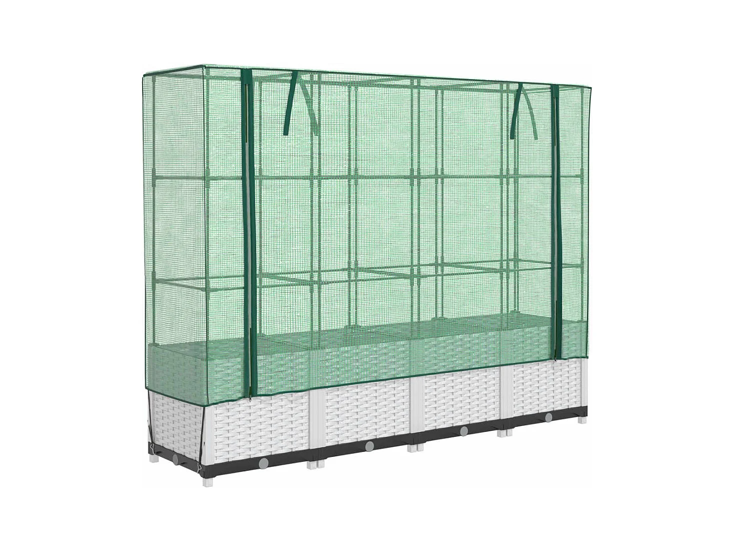 Floreira para canteiros elevados canteiros para flores terraços elevados com cobertura em rattan 160 x 40 x 138 cm branco 02_0038752