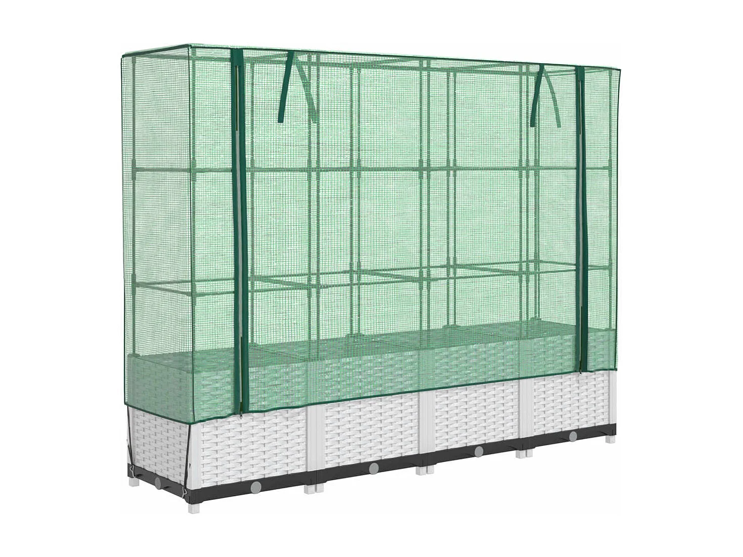 Jardinera elevada para terraza jardín elevado con cubierta de aspecto ratán 160 x 40 x 138 cm color blanco 02_0038752