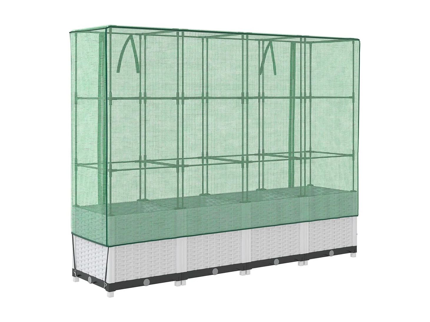 Jardinera elevada para terraza jardín elevado con cubierta de aspecto ratán 160 x 40 x 138 cm color blanco 02_0038752