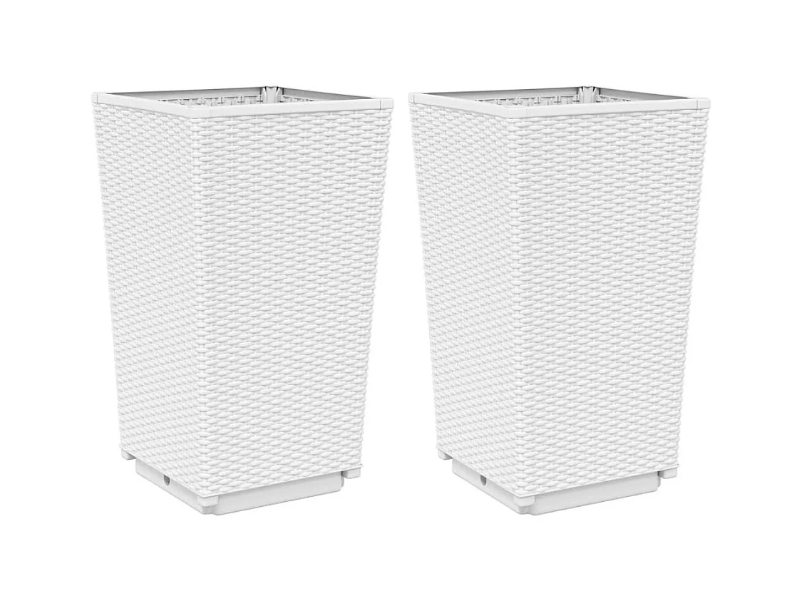 Macetero arriate elevado plantas flores jardín terrazas juego de 2 32,5 x 32,5 x 57 cm blanco polipropileno 02_0038935