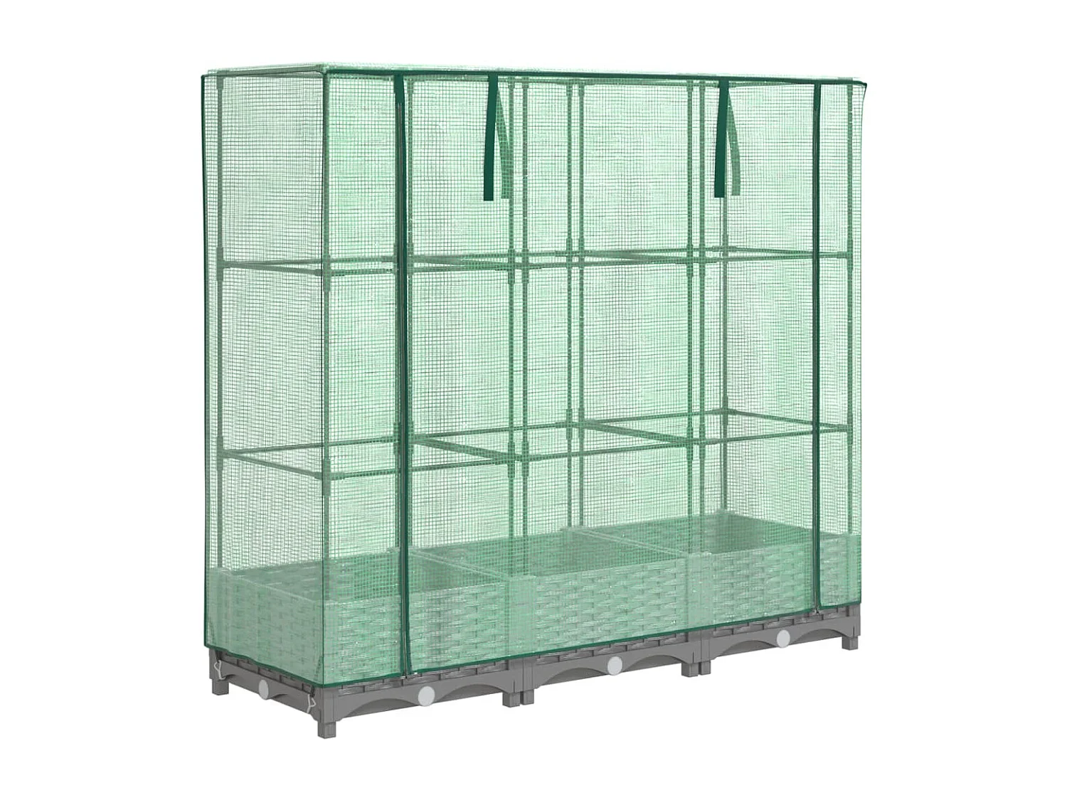 Jardinera elevada para terraza jardín elevado con cubierta aspecto ratán 120 x 40 x 123 cm gris claro 02_0038736