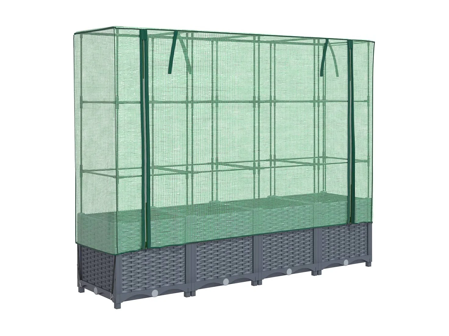 Fioriera rialzata per terrazza giardino rialzato con copertura effetto rattan 160 x 40 x 138 cm Blu grigio 02_0038753