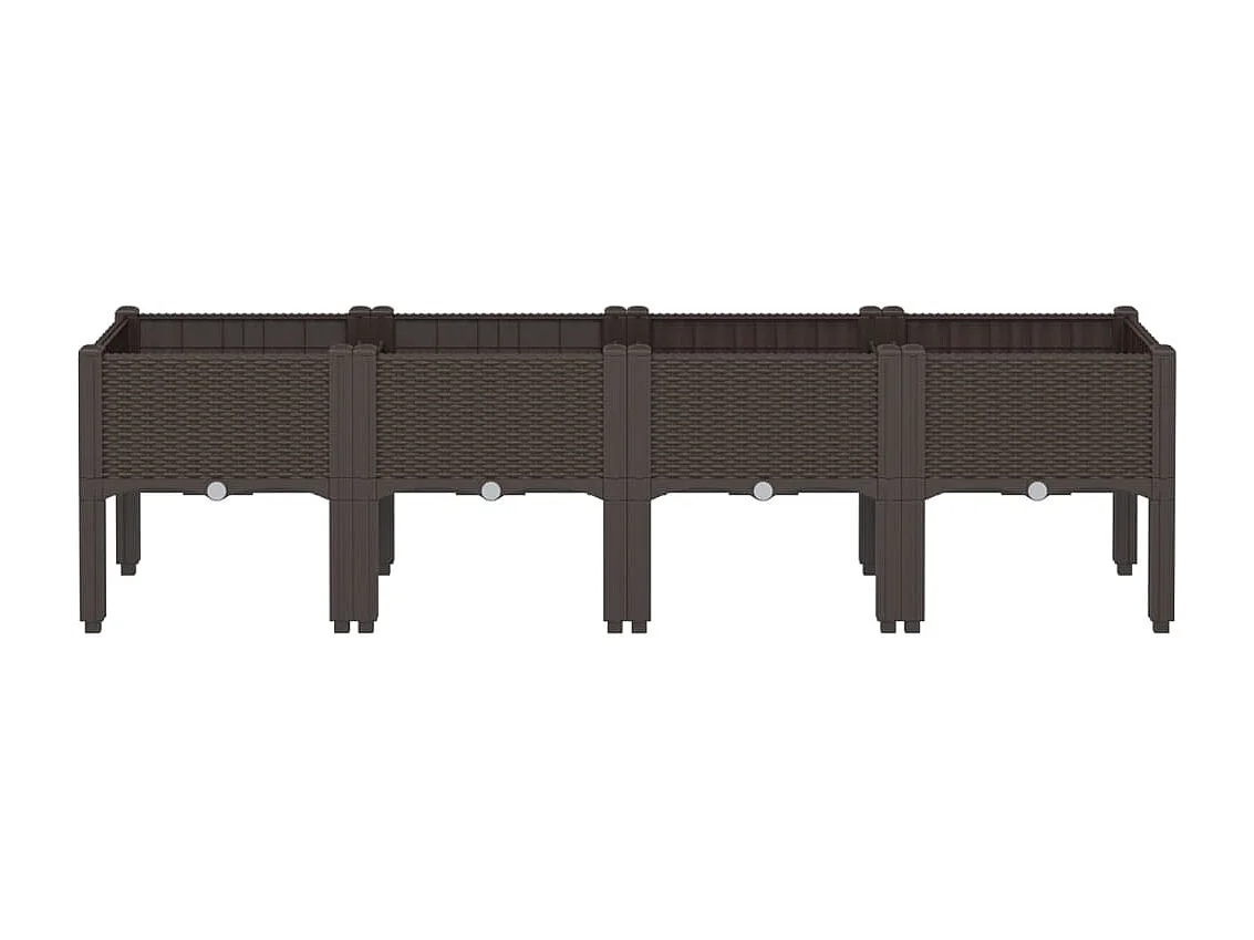 Floreira canteiro elevado floreira terraço jardim com pés 160 x 40 x 42 cm PP marrom 02_0038159