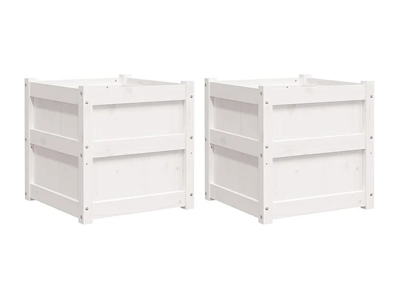 Jardinière bac lit surélevé bois blanche 50 x 50 x 50 cm 02_0039040