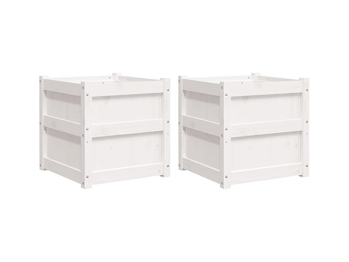 Jardinière bac lit surélevé bois blanche 50 x 50 x 50 cm 02_0039040