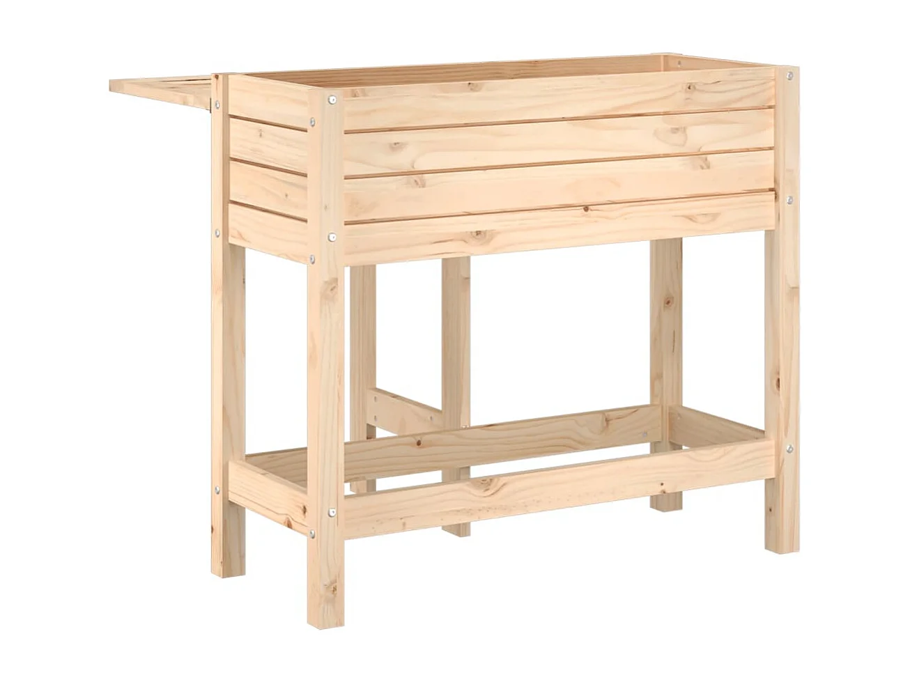 Macetero bancal elevado plantas flores terraza jardín con mesa plegable madera maciza de pino marrón 02_0038117