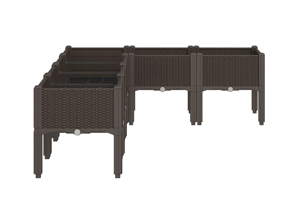 Floreira canteiro elevado floreira terraço jardim com pés 160 x 120 x 42 cm PP marrom 02_0038155