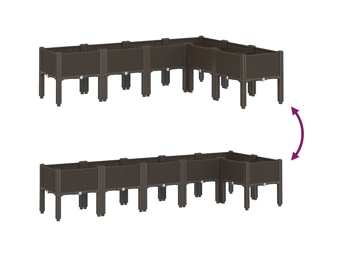 Floreira canteiro elevado floreira terraço jardim com pés 160 x 120 x 42 cm PP marrom 02_0038155