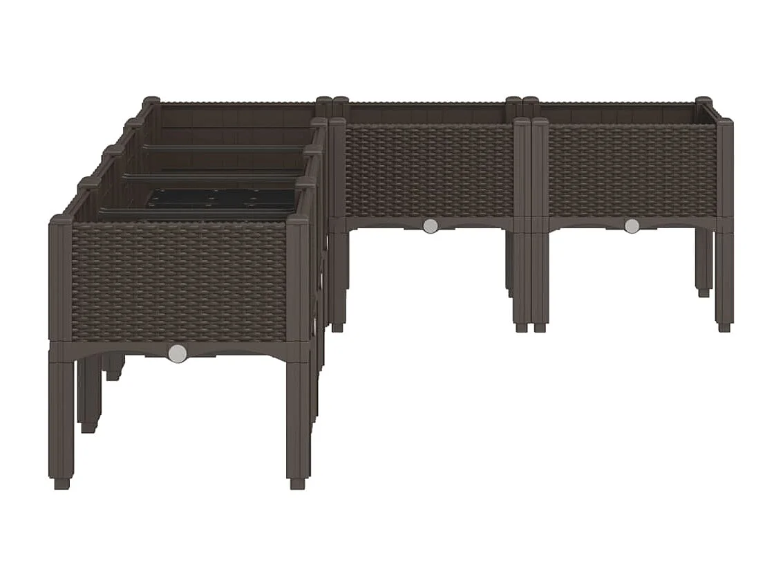 Floreira canteiro elevado floreira terraço jardim com pés 160 x 120 x 42 cm PP marrom 02_0038155