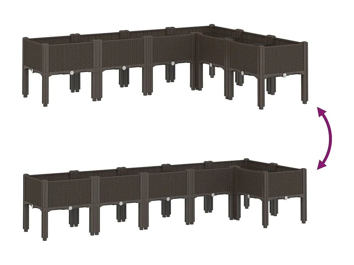 Floreira canteiro elevado floreira terraço jardim com pés 160 x 120 x 42 cm PP marrom 02_0038155