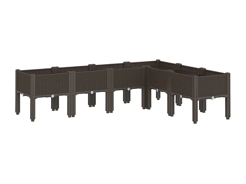 Floreira canteiro elevado floreira terraço jardim com pés 160 x 120 x 42 cm PP marrom 02_0038155