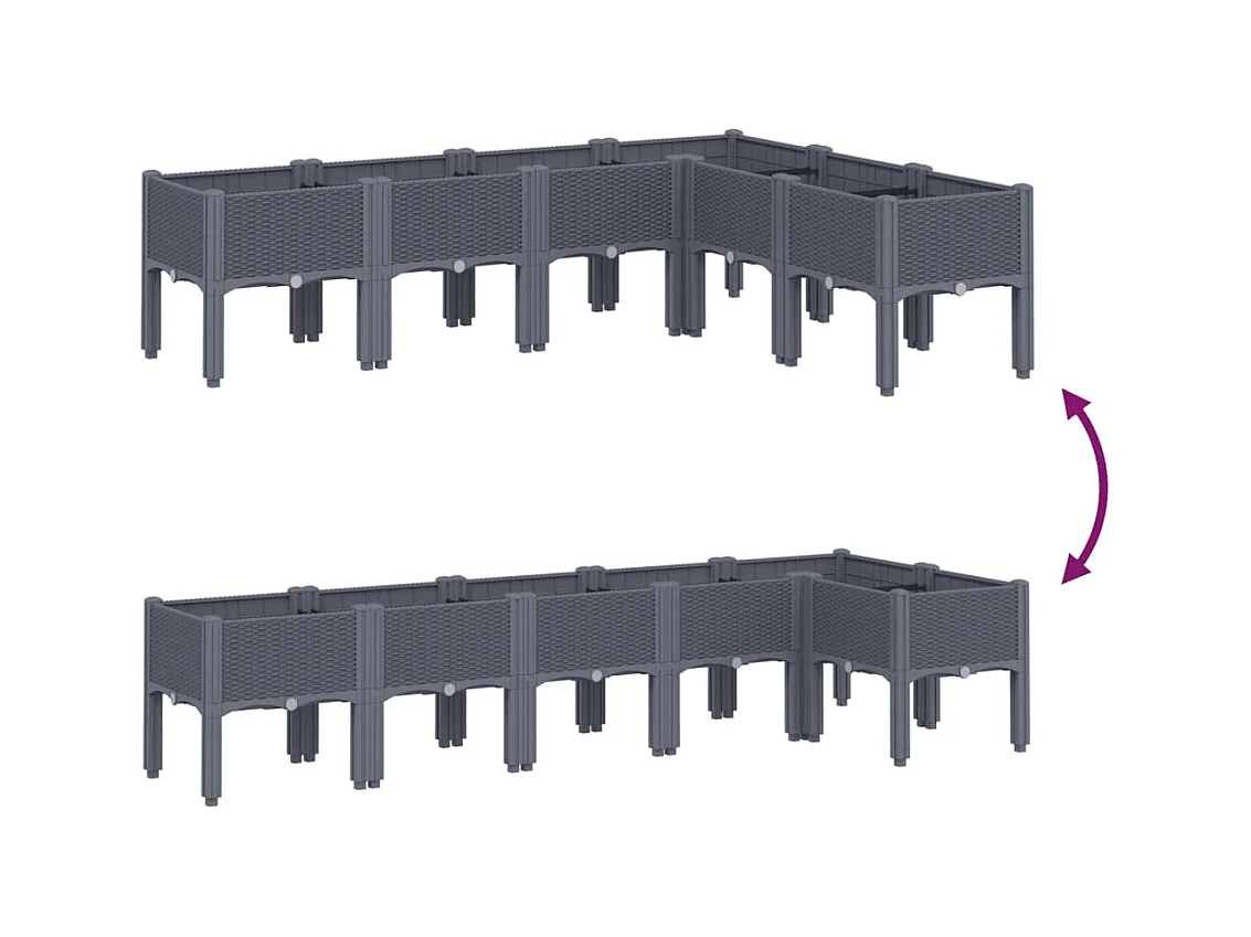 Jardinière bac lit surélevé grise 160 x 120 x 42 cm 02_0038154