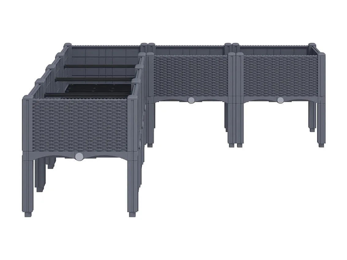 Jardinera elevada para jardín de flores terraza con patas 160 x 120 x 42 cm PP gris 02_0038154