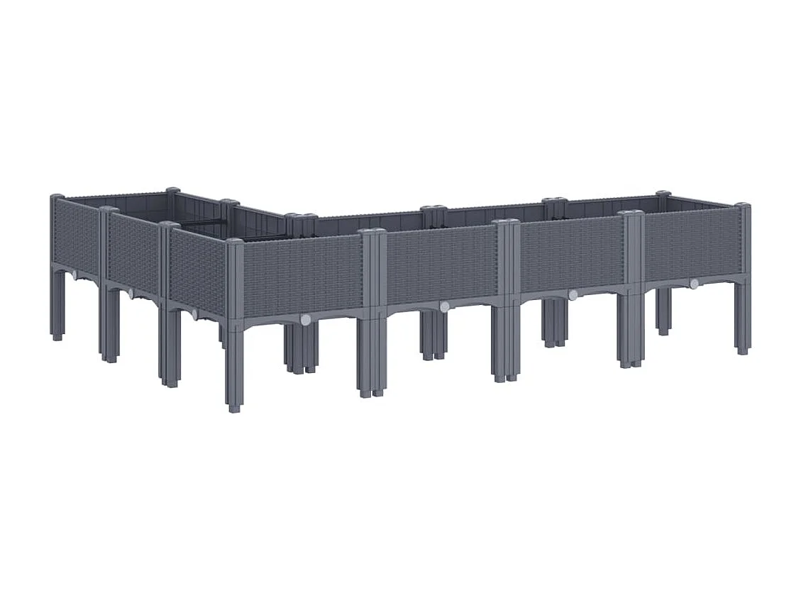 Jardinera elevada para jardín de flores terraza con patas 160 x 120 x 42 cm PP gris 02_0038154