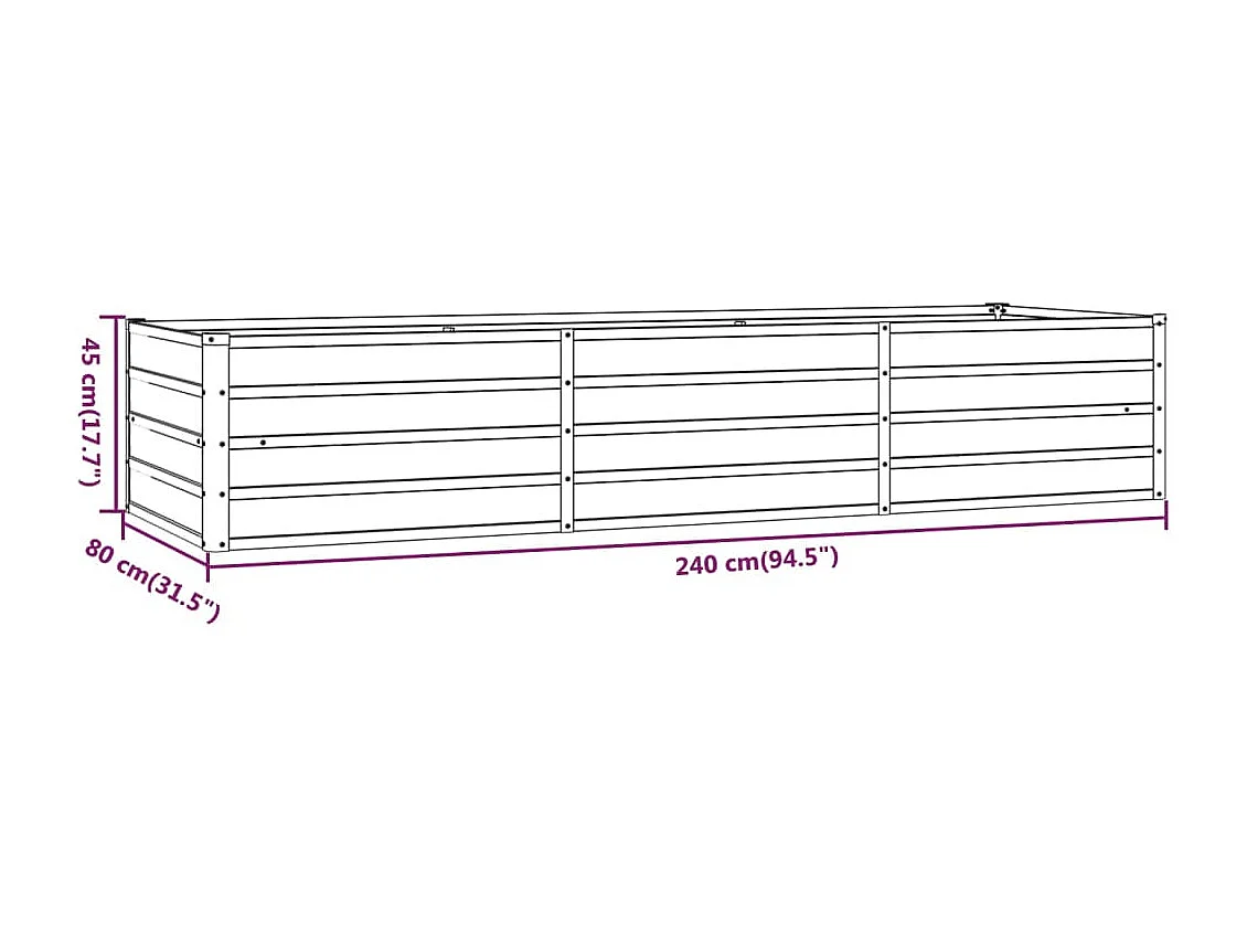 Jardinière bac lit surélevé marron 240 x 80 x 45 cm 02_0039868