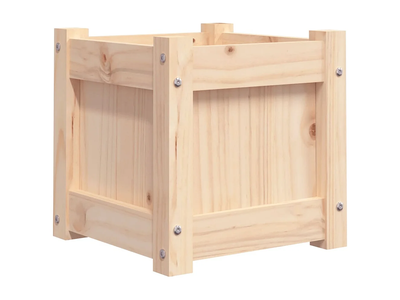 Macetero bancal elevado plantas flores terraza jardín 31 x 31 x 31 cm madera maciza de pino marrón 02_0037498