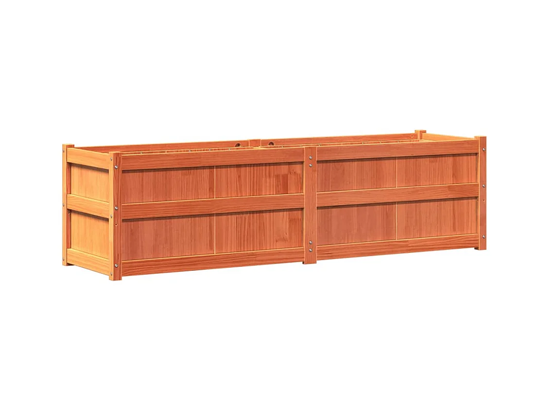 Macetero bancal elevado plantas flores terraza jardín cera 180 x 50 x 50 cm madera maciza de pino marrón 02_0038449