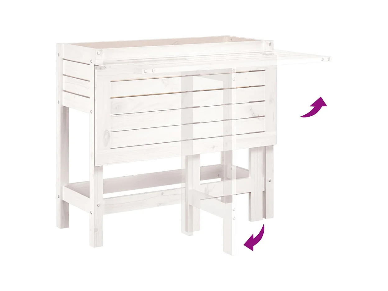 Jardinière bac lit surélevé bois blanche 84 x 73 x 75 cm 02_0038585