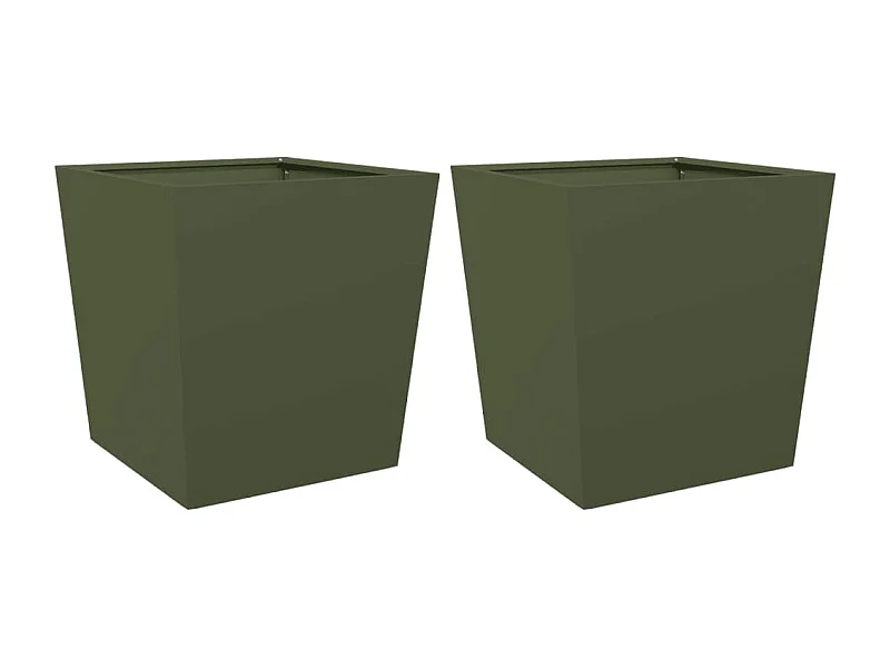 Fioriera rialzata per aiuole fioriere giardino terrazze set 2 olivo 50 x 50 x 50 cm acciaio verde 02_0039087