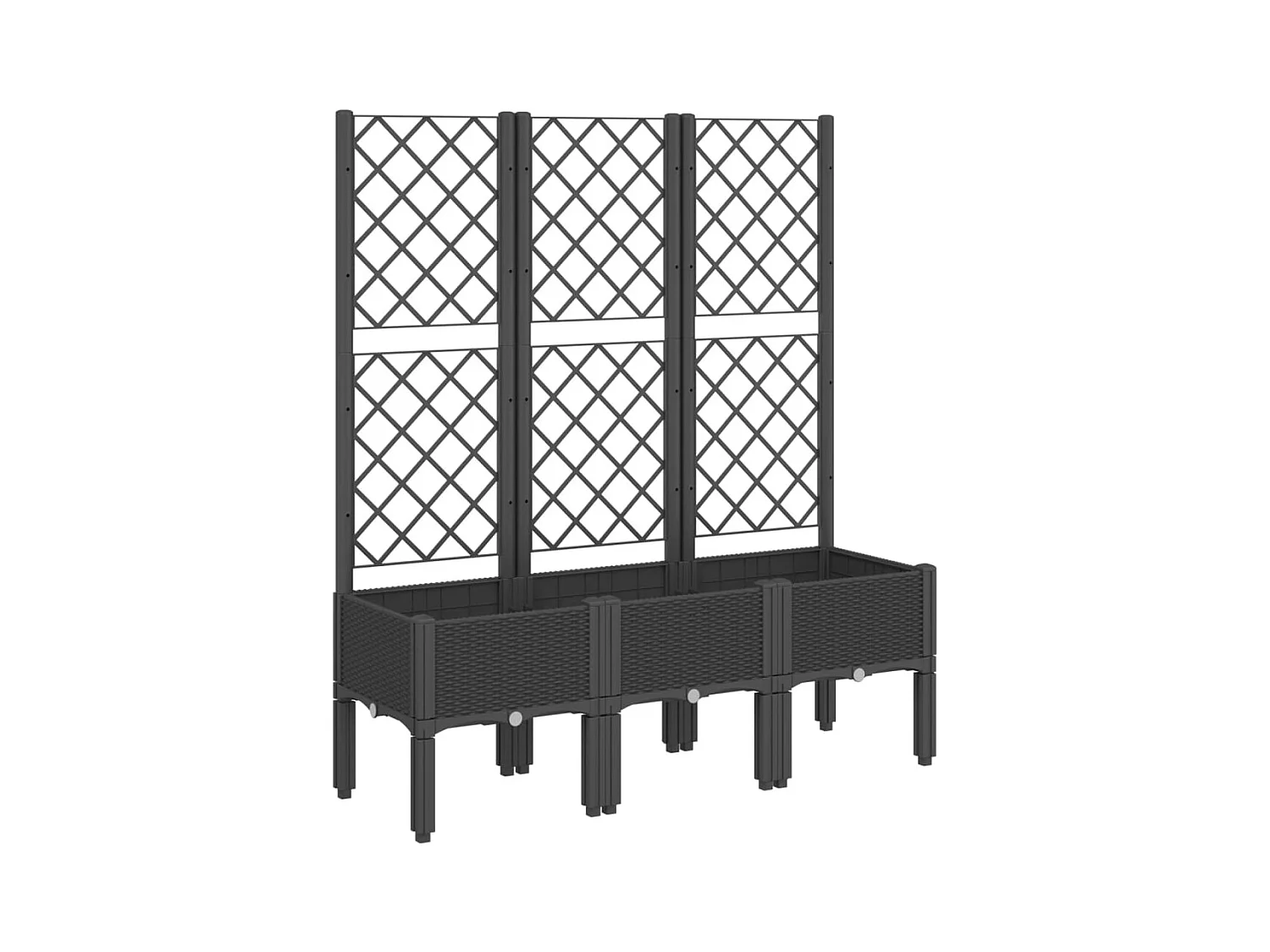Fioriera rialzata per aiuola fioriera per terrazza giardino con traliccio 120 x 40 x 142 cm PP nero 02_0038241