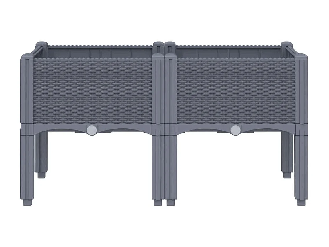 Fioriera rialzata per aiuola da giardino con piedini 80 x 40 x 42 cm PP grigio 02_0038169