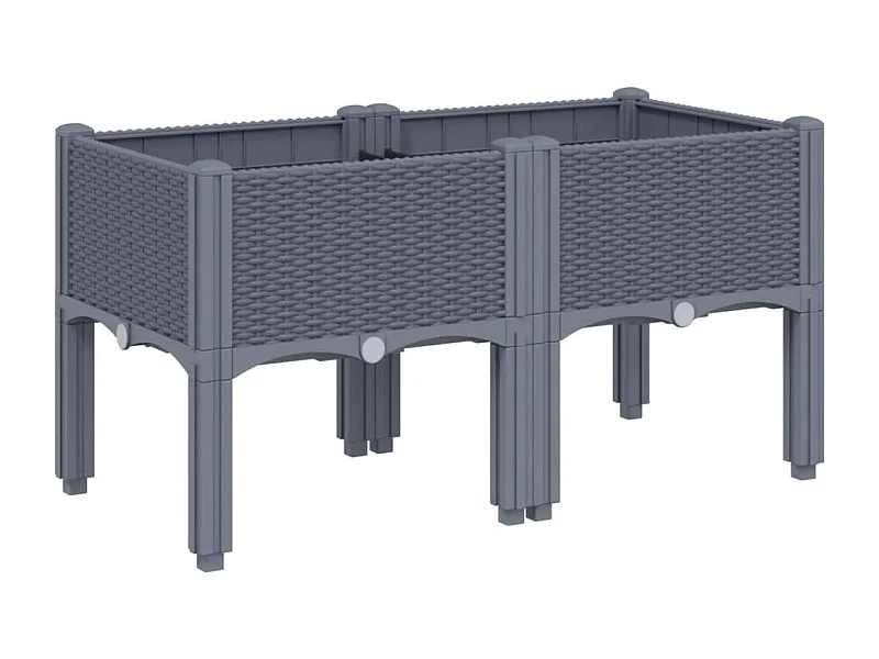 Jardinera elevada para terraza o jardín con patas 80 x 40 x 42 cm PP gris 02_0038169