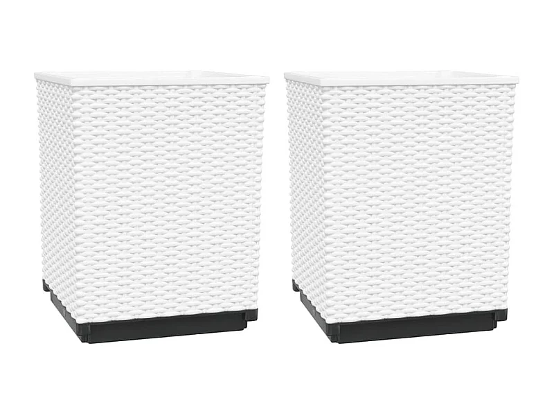 Bandeja para plantar plantas com canteiro elevado, flores, terraços de jardim, conjunto de 2 30 x 30 x 37 cm polipropileno branco 02_0038923