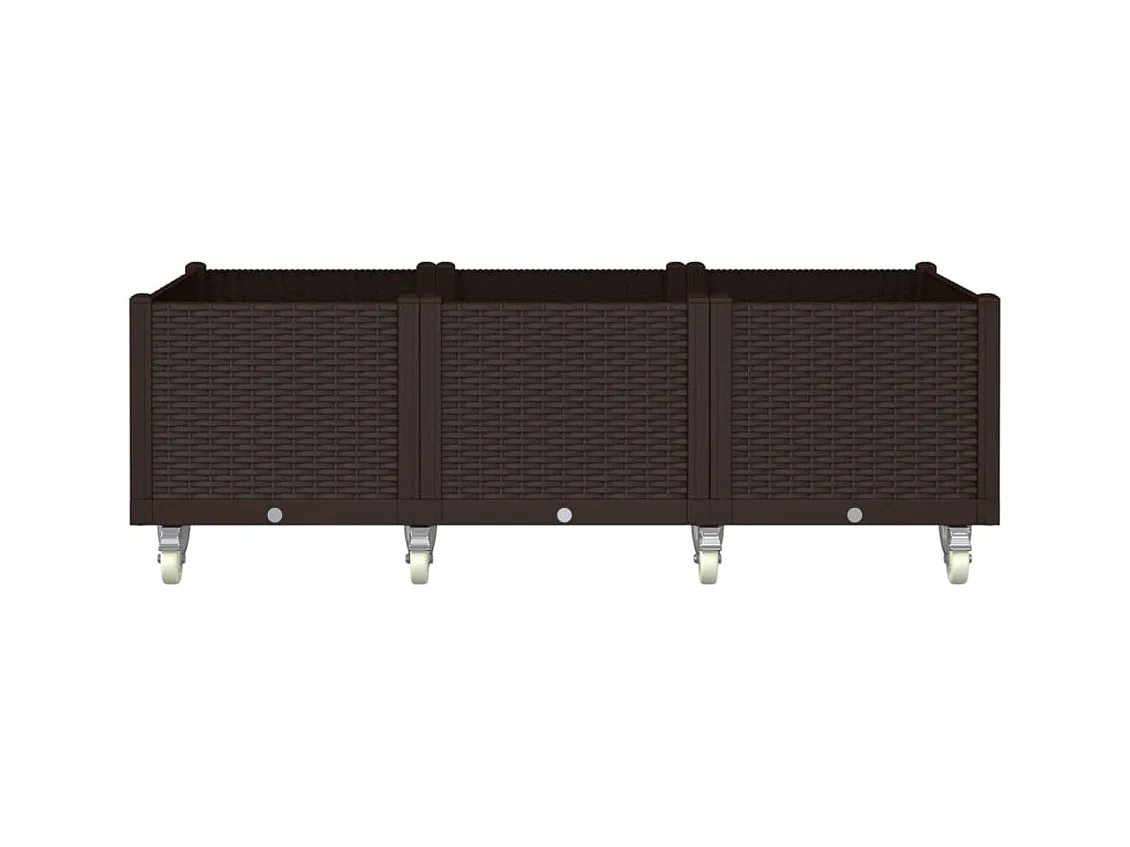 Floreira canteiro elevado floreira jardim terraço sobre rodas 150 x 80 x 54 cm PP marrom 02_0038833