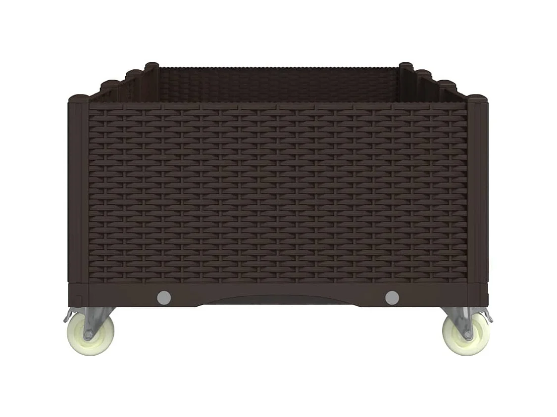 Floreira canteiro elevado floreira jardim terraço sobre rodas 150 x 80 x 54 cm PP marrom 02_0038833
