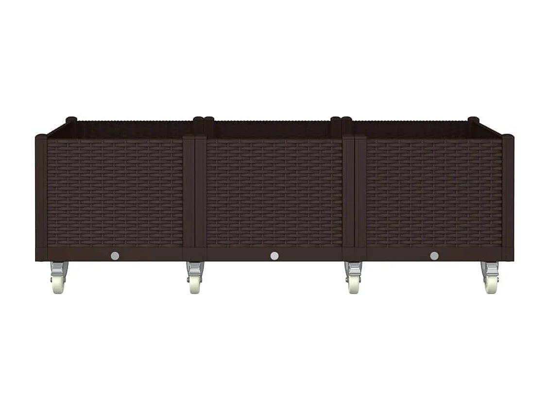 Fioriera rialzata per giardino e terrazza su ruote 150 x 80 x 54 cm PP marrone 02_0038833