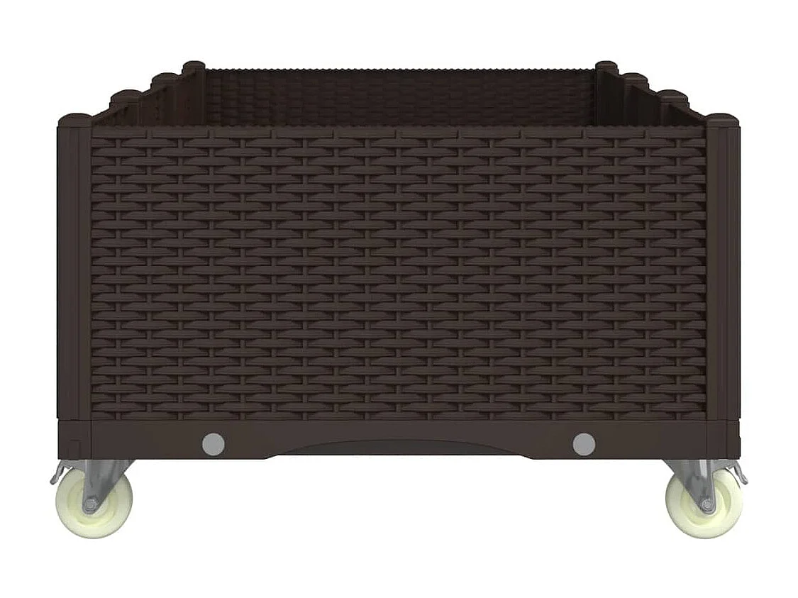Fioriera rialzata per giardino e terrazza su ruote 150 x 80 x 54 cm PP marrone 02_0038833