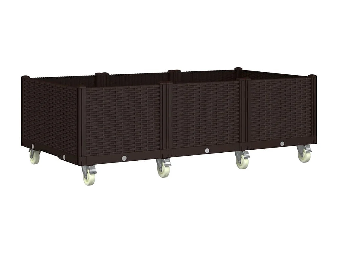 Fioriera rialzata per giardino e terrazza su ruote 150 x 80 x 54 cm PP marrone 02_0038833