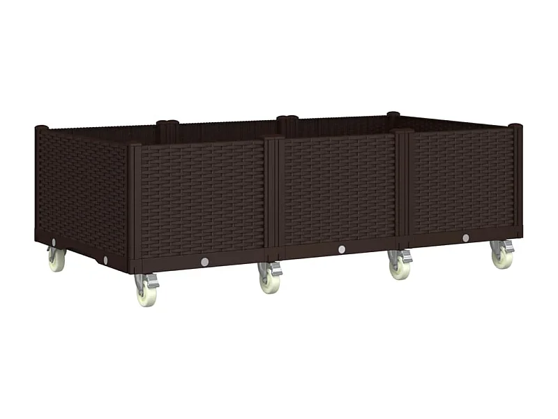 Fioriera rialzata per giardino e terrazza su ruote 150 x 80 x 54 cm PP marrone 02_0038833