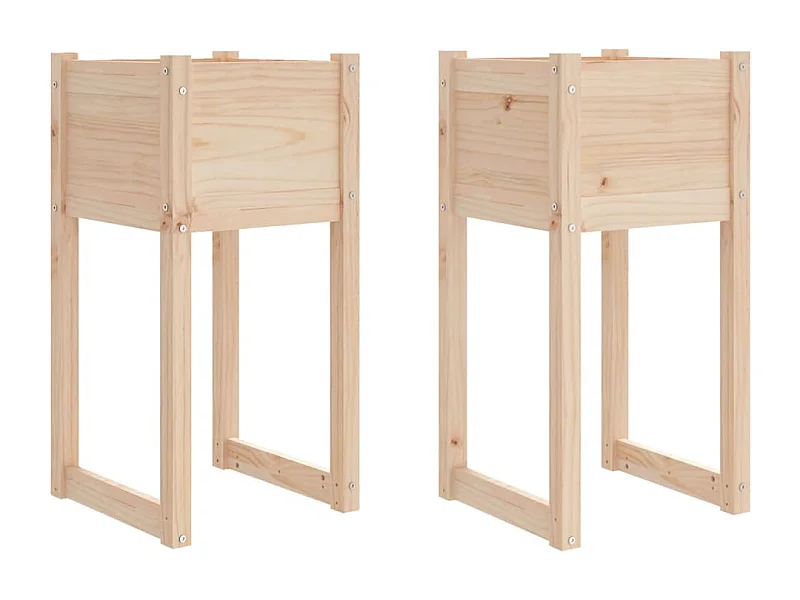 Fioriera rialzata per aiuole fioriere giardino terrazze set da 2 40 x 40 x 81 cm in legno massello di pino marrone 02_0038969