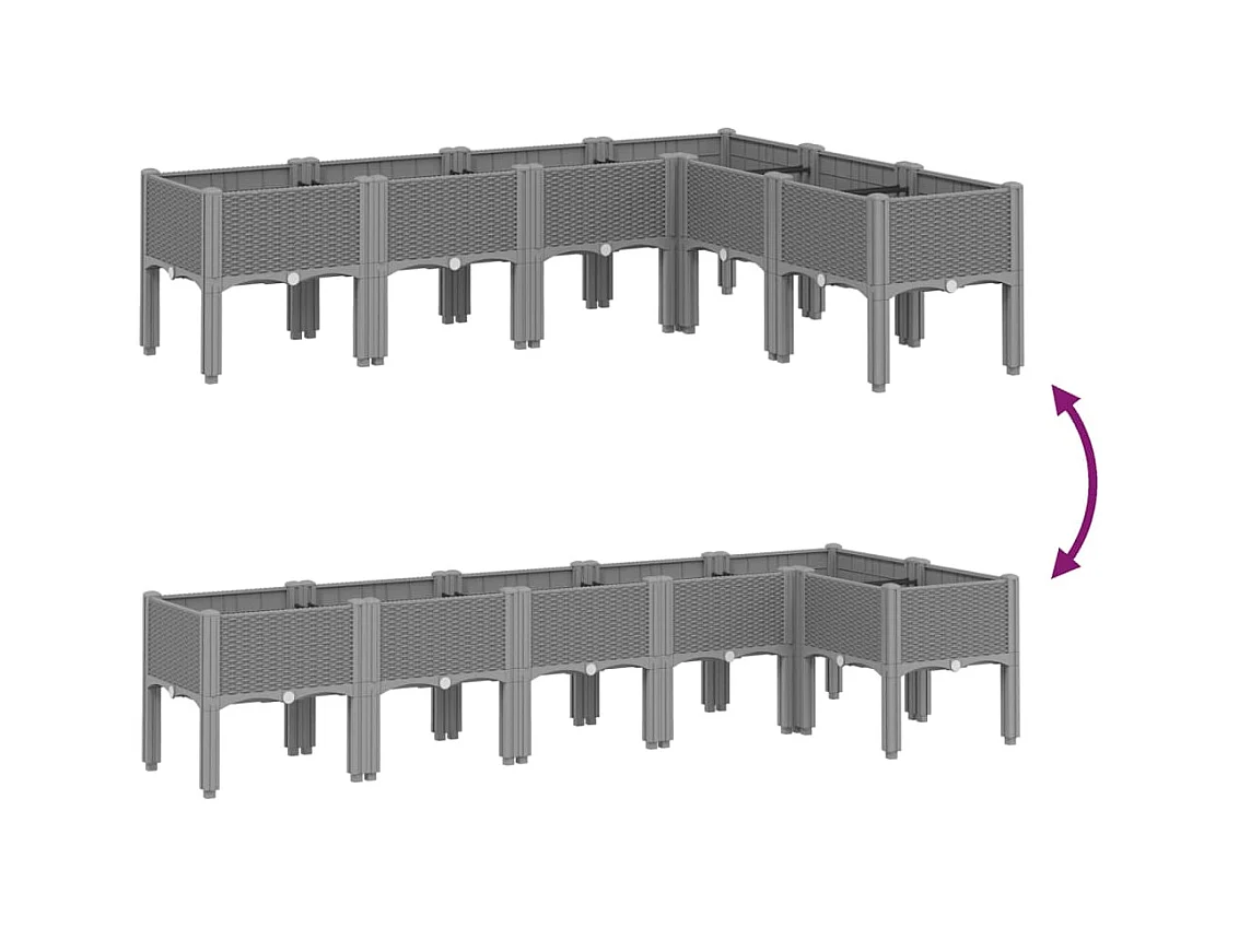 Jardinière bac lit surélevé grise 160 x 120 x 42 cm 02_0038173
