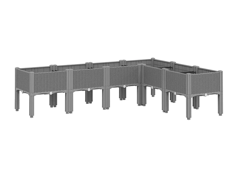 Jardinera elevada para jardín de flores terraza con patas de apoyo 160 x 120 x 42 cm PP gris 02_0038173